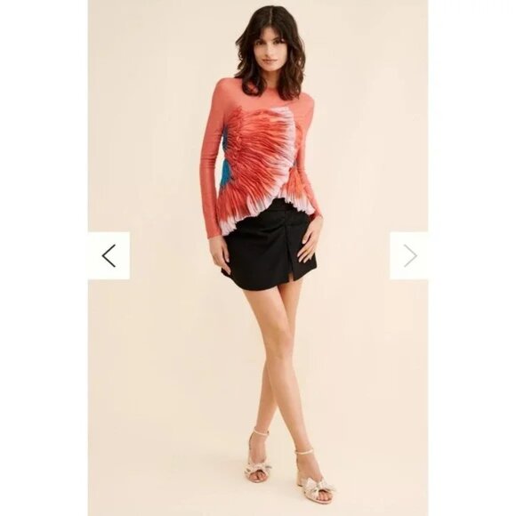 Geisha Designs Tops - Geisha Designs Anthropologie 3D floral asymmetrical Unique Blouse Statement top